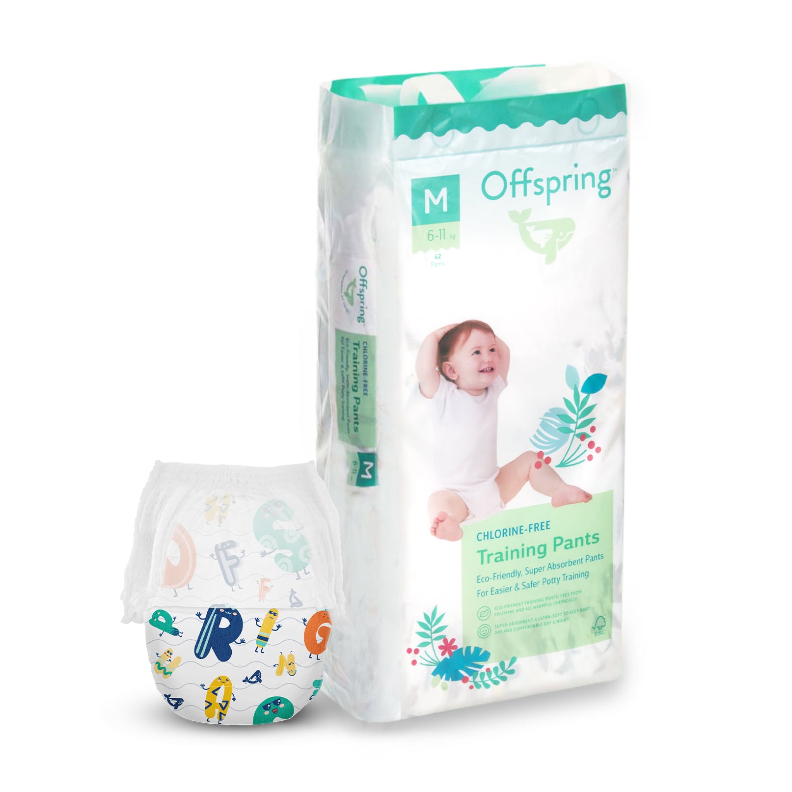 Підгузки-трусики Offspring ABC Dance, розмір M (6-11 кг), 42 шт