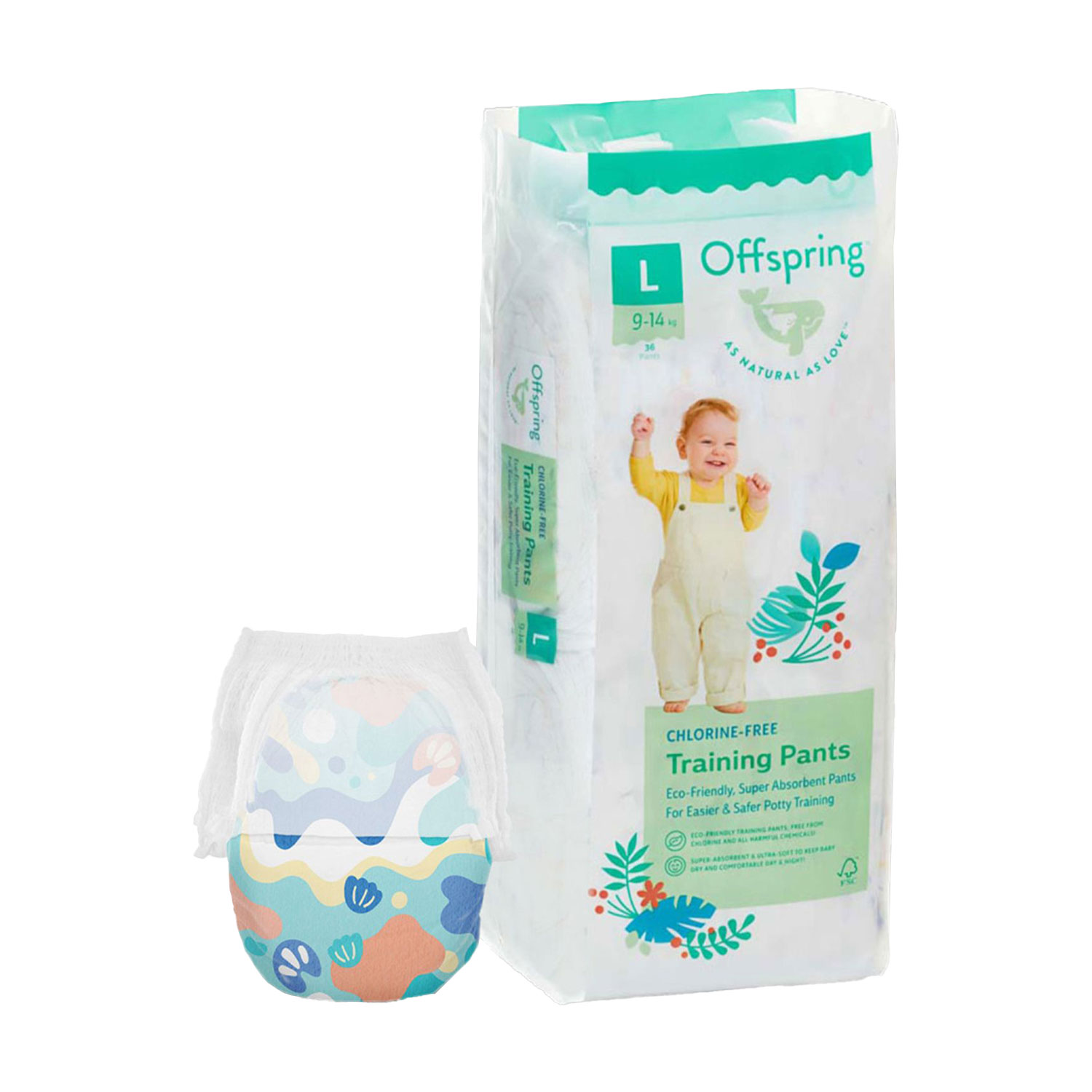 Підгузки-трусики Offspring Aquatic розмір L (9-14 кг), 36 шт
